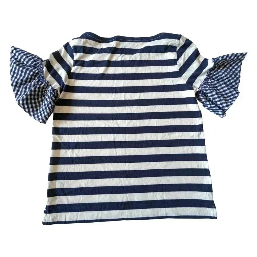 J. CREW Striped Ruffle Sleeve Nautical Top Size S
